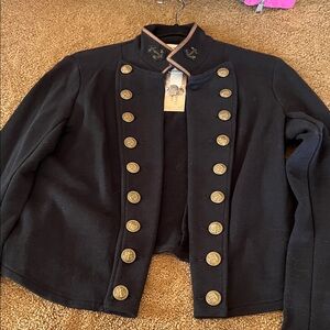 Denim & Supply Ralph Lauren Black Military Blazer with Gold Buttons